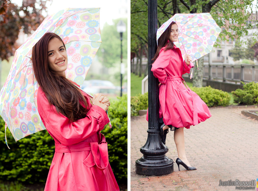 Hillary with umbrella