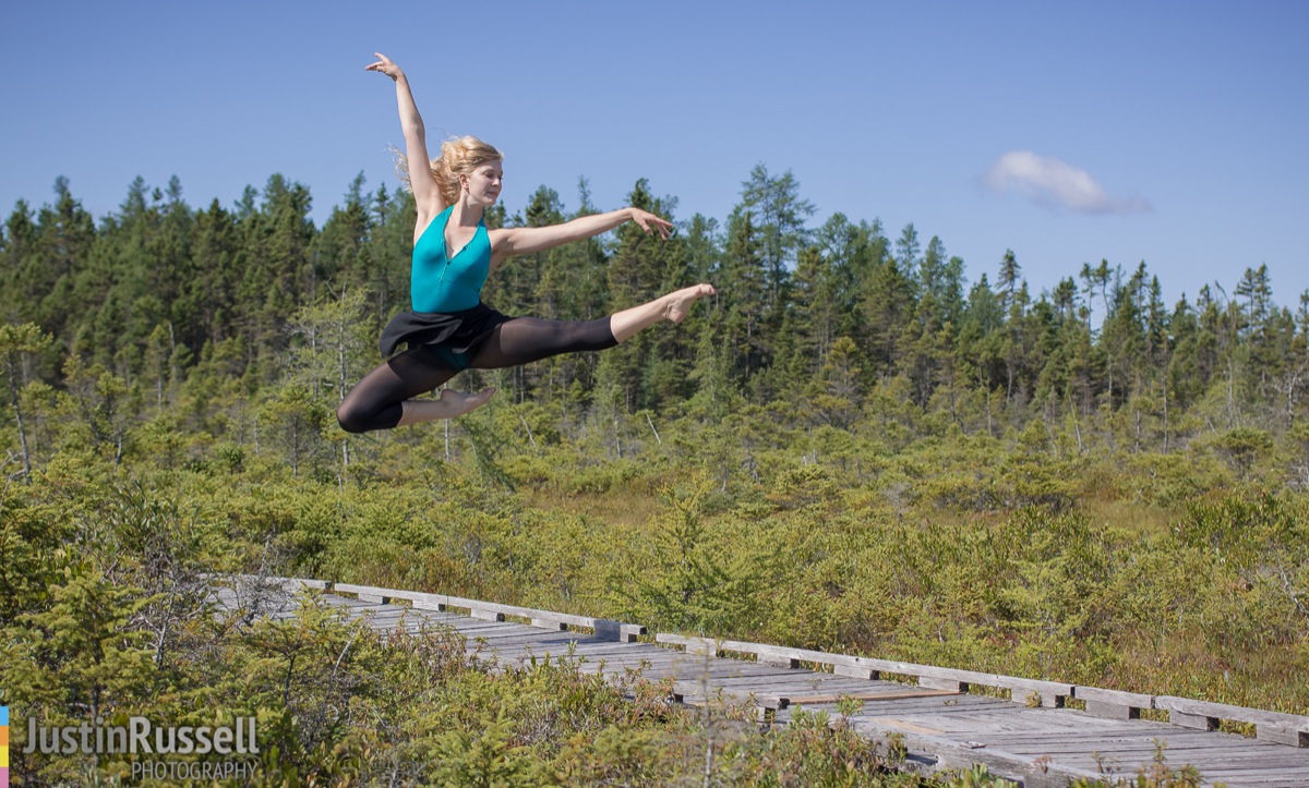 Katie doing ballet at the Orono Bog Boardwalk