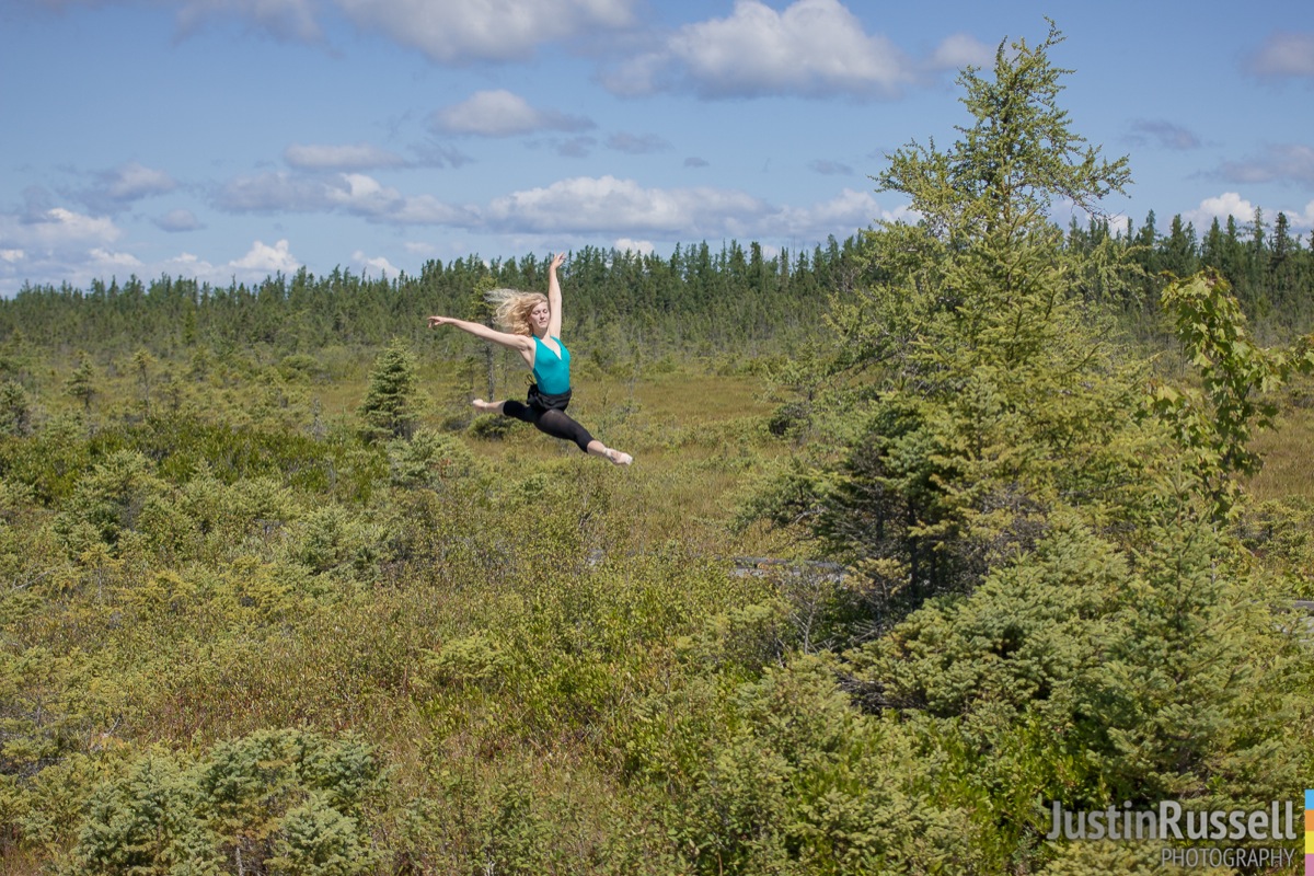 Katie doing ballet at the Orono Bog Boardwalk