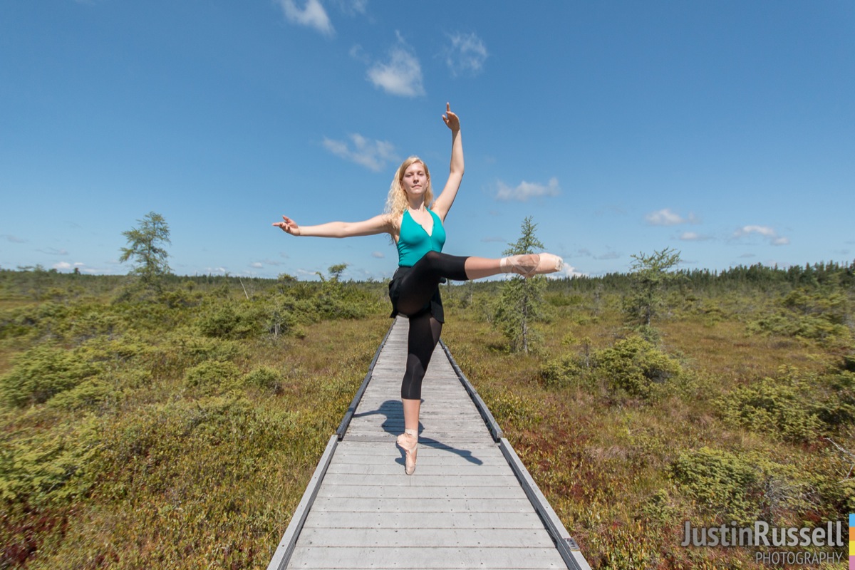 Katie doing ballet at the Orono Bog Boardwalk